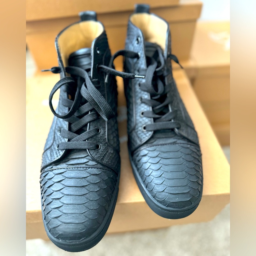 christian louboutin python sneakers